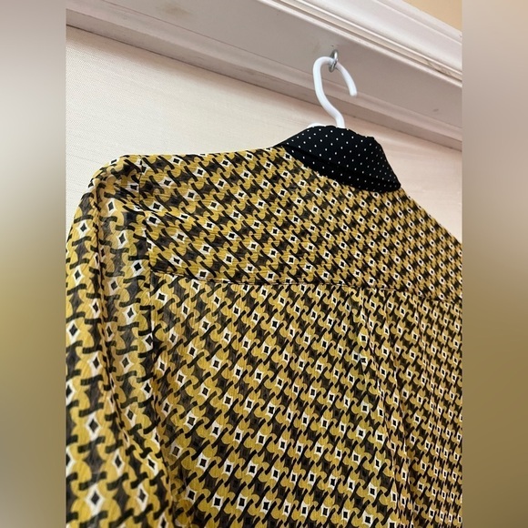 ⚫️ BOGO Gregory sheer woman’s button up blouse size 38 colourful pattern spring - Picture 4 of 8
